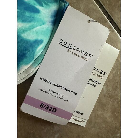 NWT $72 Contour By Coco Reef 32D Bikini Top Capri Blue - Picture 2 of 5